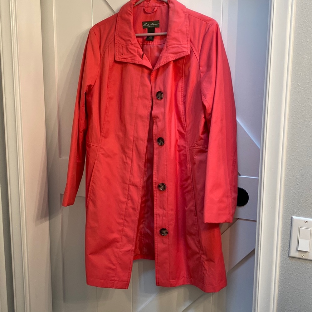 Coral Trench Coat. Size M